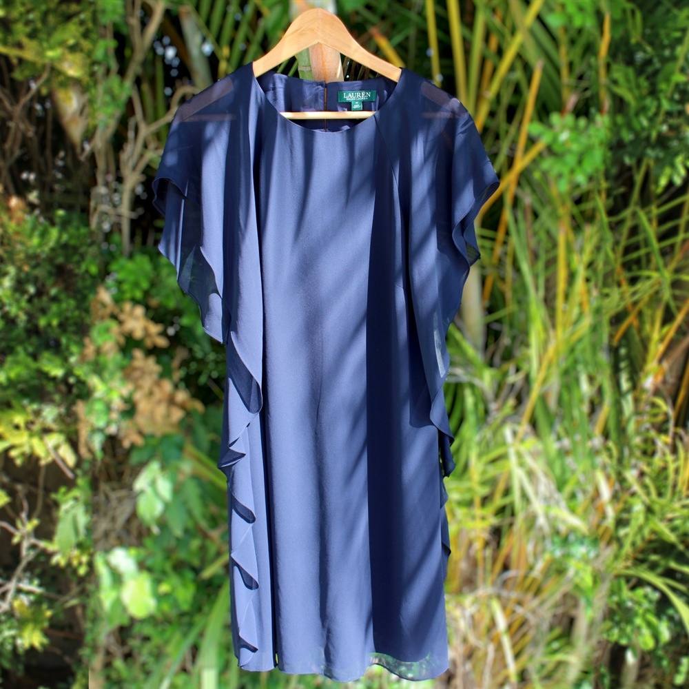 NWT Ralph Lauren Navy Blue Shift Dress Size 12